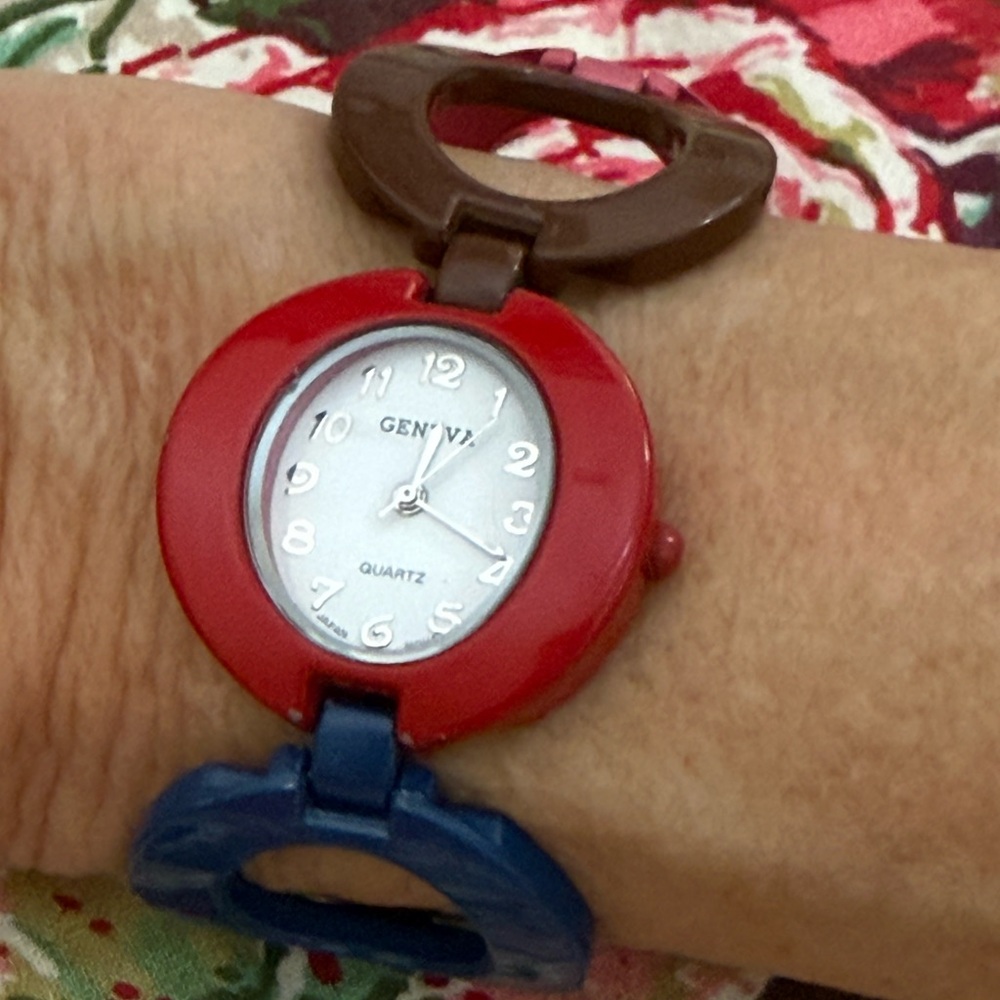 Geneva Quartz Enamel Bracelet Watch Mod Multi Color Style - Picture 2 of 5